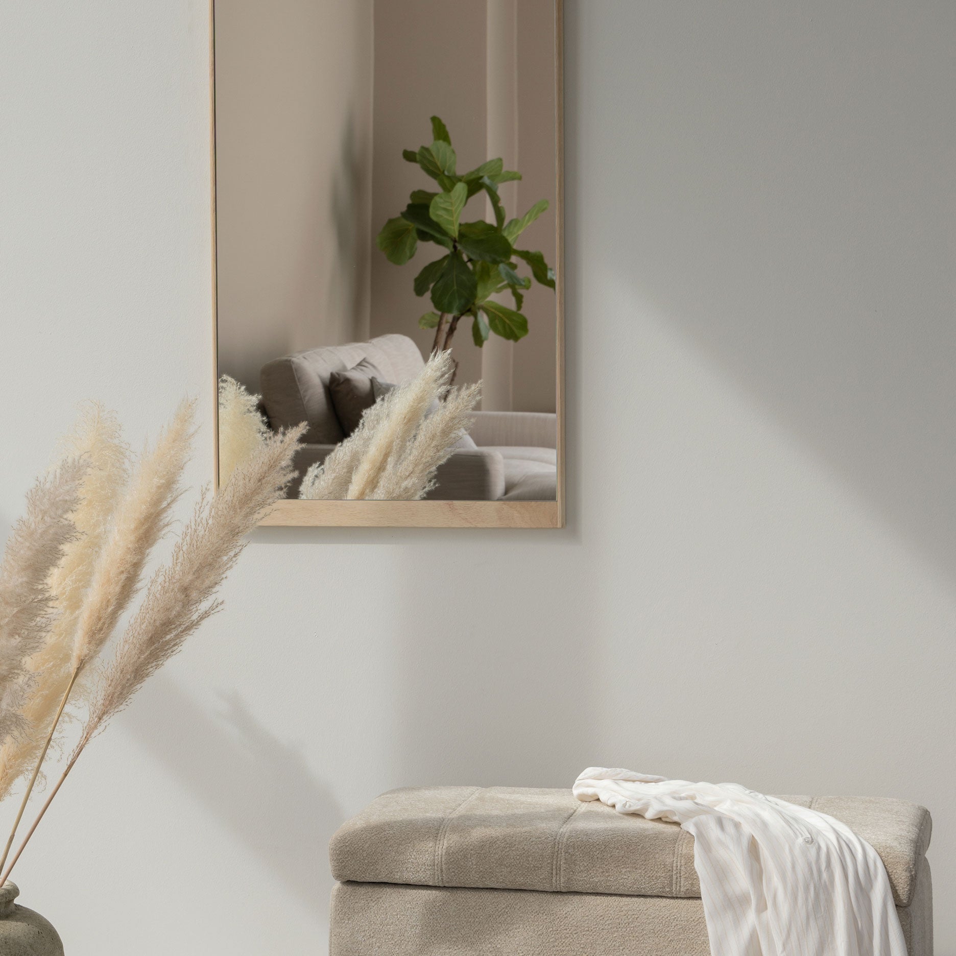 Wood spejl H90 cm - hvidpigmenteret